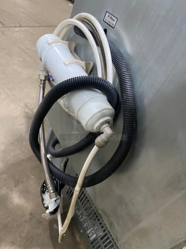 Spartan SUIM-120-HC stainless steel undercounter ice maker, 2020 model, features air-cooled system, filter attached.