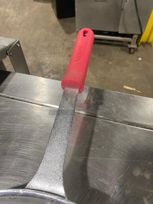 Adcraft Hercules 14" aluminum fry pan, red grip handle, model HER-14FP/4, new condition, commercial use.