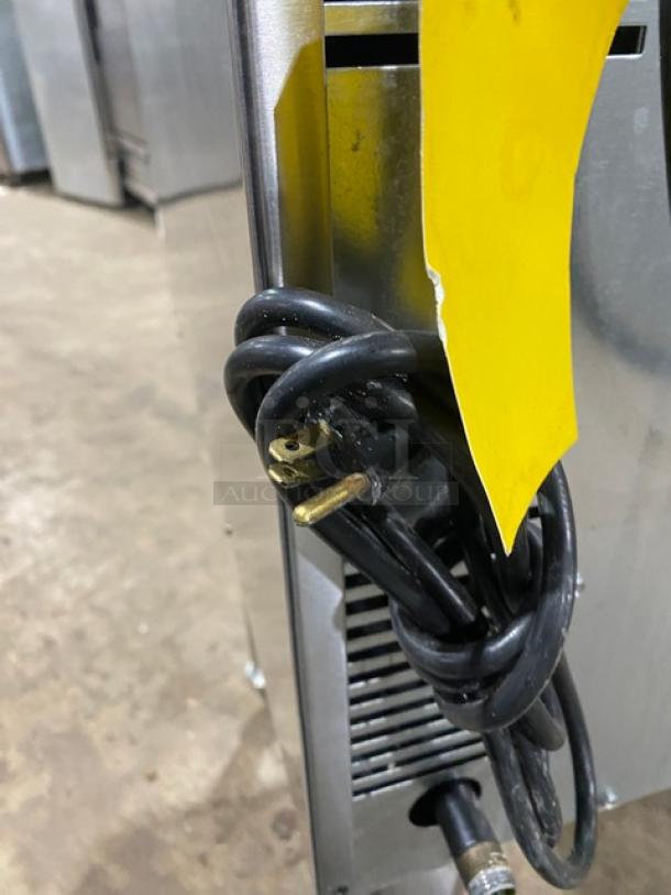 Imperial Commercial Stainless Steel Gas Convection Oven; single stack, with wired rack, on casters, visible power cord.