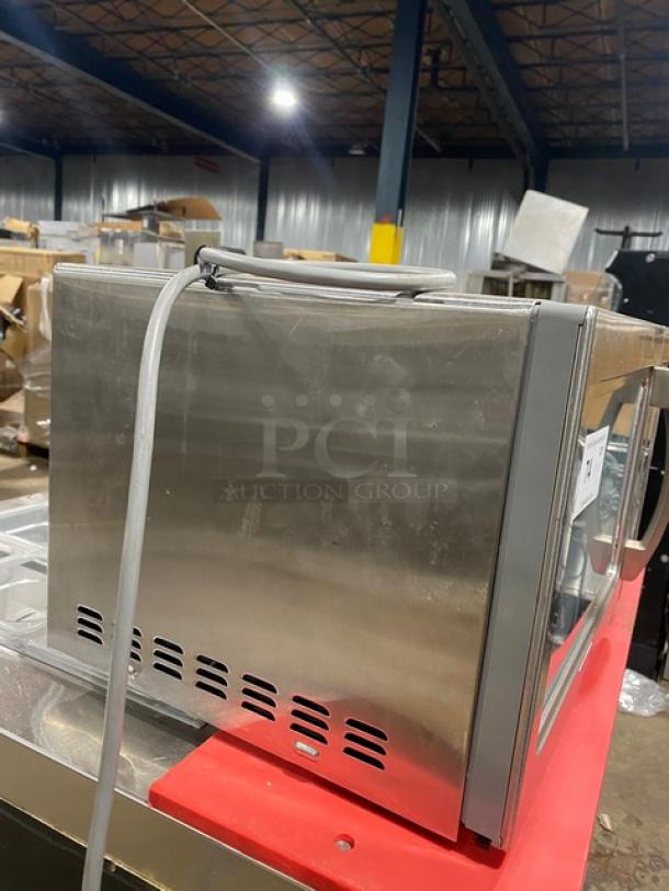 Turbo Air Radiance Series stainless steel microwave, model TMW1100NE, electric, programmable control, 120V, on legs.