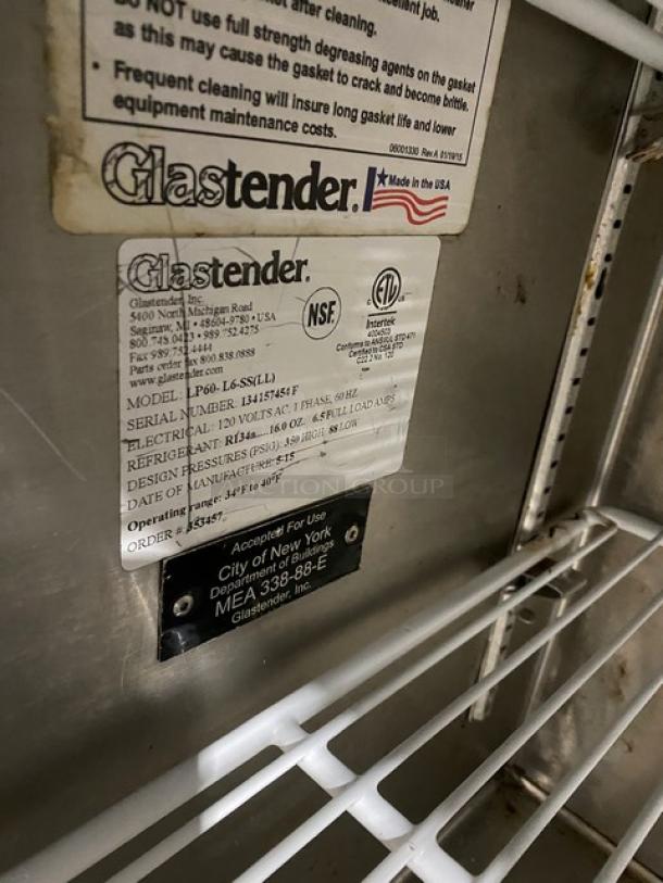 GlasTender stainless steel 2-door back bar cabinet, model LP60-L6-SS(LL), with poly-coated rack, NSF and ETL certified.
