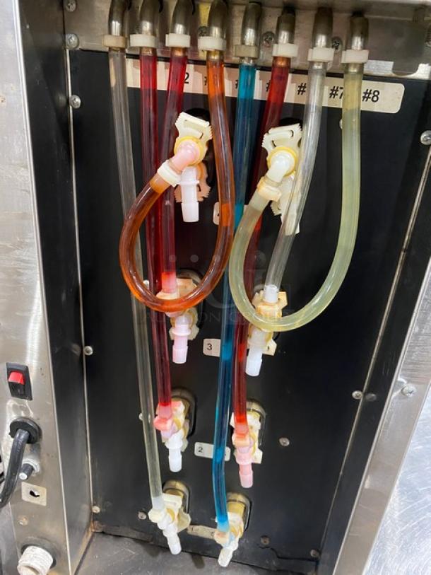 Blendtec BDI503 commercial stainless steel blender with color-coded hoses, 2019 model, electric powered, 120V.