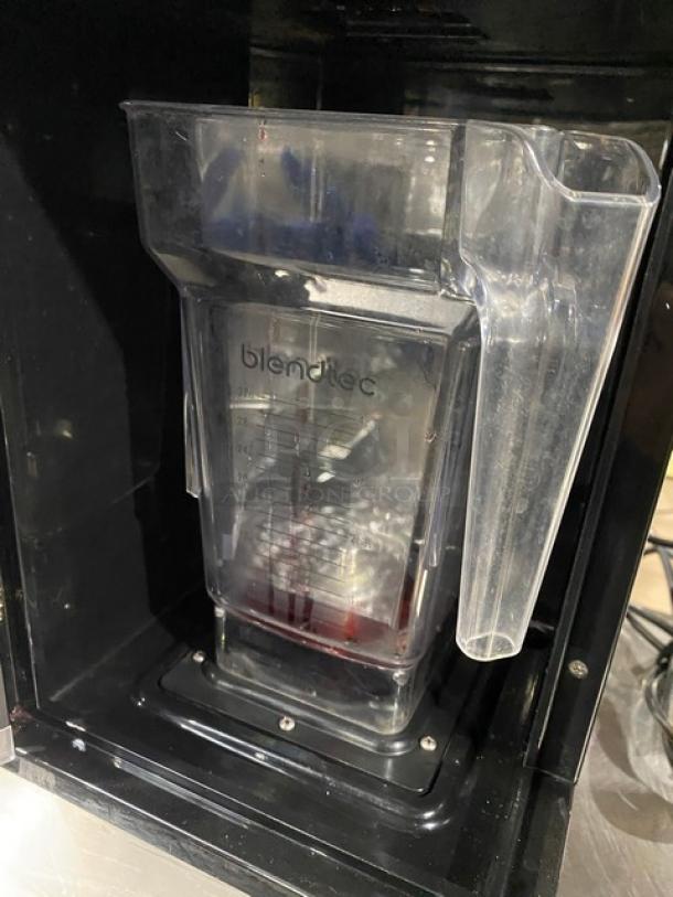 Blendtec BDI503 commercial blender, 2019 model, stainless steel, electric, countertop, visible measurement markings.