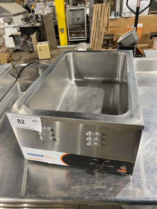 Nemco stainless steel electric countertop single well hot food warmer, excellent condition, visible controls, auction tag 82.
