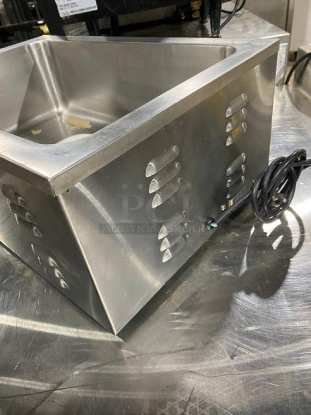 Nemco stainless steel electric countertop single well hot food warmer, with vented sides and power cord, in good condition.