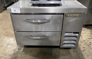 Beverage-Air stainless steel 2-drawer refrigerated chef base, model WTRCS3610003, on casters, 36", 115V, SN: 12304156.