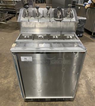 Silver King SKF2A stainless steel refrigerated dispenser with pumps and poly-coated rack, model SN: SAEC42273A, 115V.