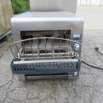 Star Conveyor Toaster QCS-2-800, 208V, 1 Phase, stainless steel, 14.5x24.5x15.5 inches, good condition, front view.