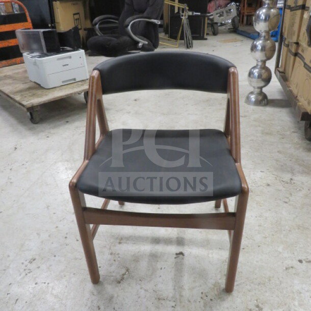 Meyer Design Form wooden barrel back chair with cushioned seat and back. Excellent condition, ergonomic design, sturdy build.