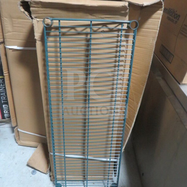 NEW Advance Tabco Green Metro Shelf, 36x14 inches, in original packaging. Ideal for storage solutions.