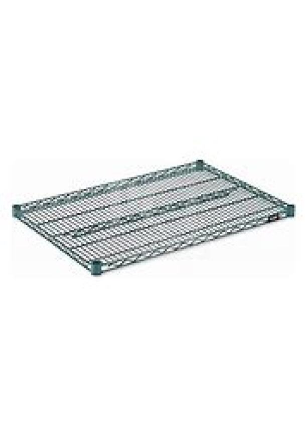 Alt text: Advance Tabco Green Metro Shelf, 36x24 inches, new condition, wire design for durability and versatility.