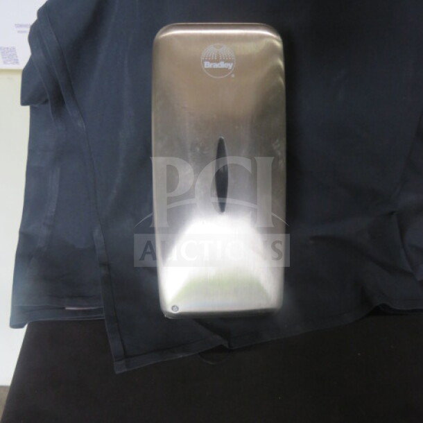 Bradley stainless steel hands-free wall mount sensor soap dispenser, model 6A00-110000, new condition, logo visible.