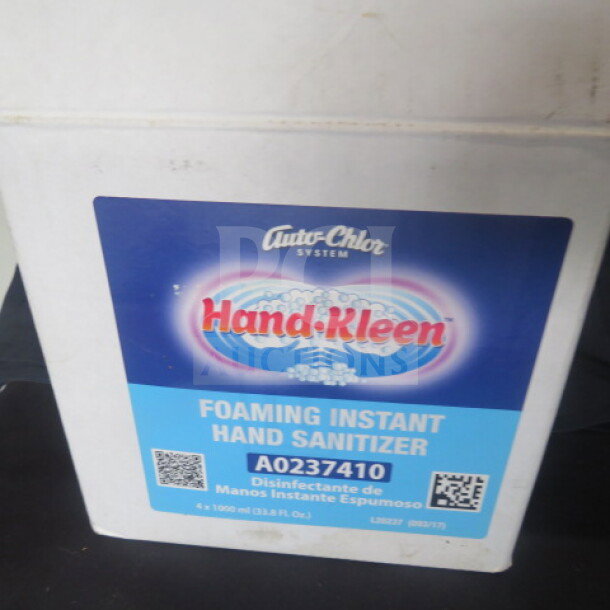NEW Auto Chlor Foaming Hand Sanitizer Refill box with Hand-Kleen branding, model A0237410, 4x1000ml.