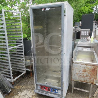 Metro Heat and Hold cabinet on casters, Model C519-CFC-U, 120V, 2000W, dimensions 25x30x70, in used condition.