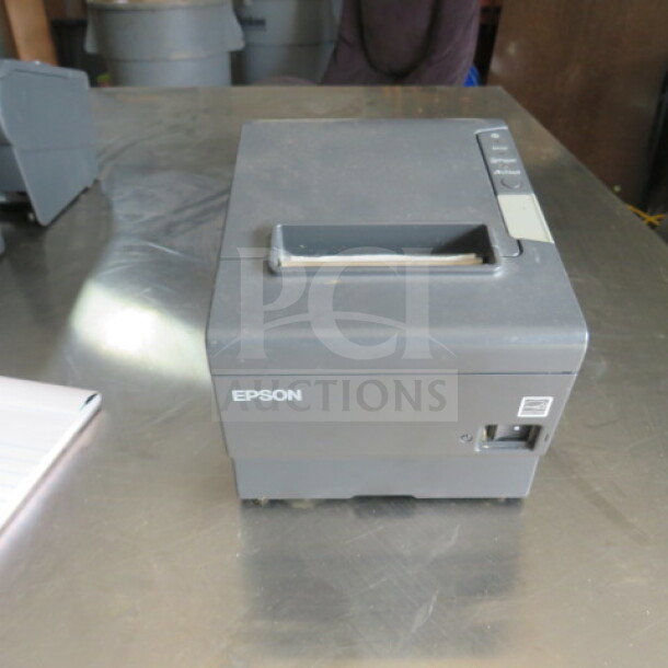 Epson M244A thermal printer, gray, visible control buttons, slightly used condition, ideal for high-speed receipt printing.