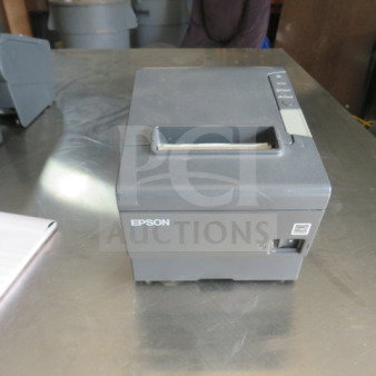 Epson M244A thermal printer, gray, visible control buttons, slightly used condition, ideal for high-speed receipt printing.