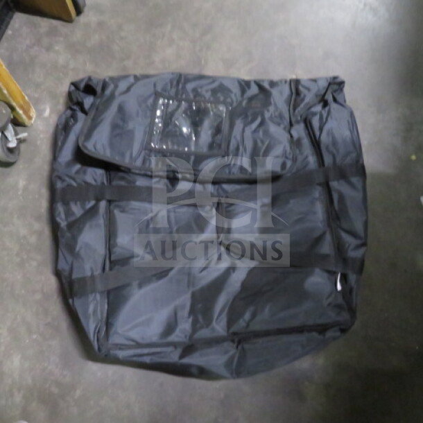 Serv It food warming delivery bag, appears new, 20x26x12 inches, durable black material with top pouch for labels.