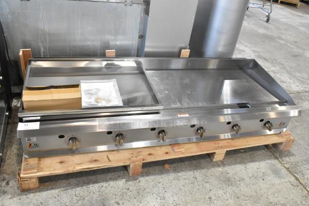 BRAND NEW 2025 Cooking Performance Group CPG GT-CPG-72-NL 72" stainless steel countertop griddle, 180,000 BTU, thermostatic controls.