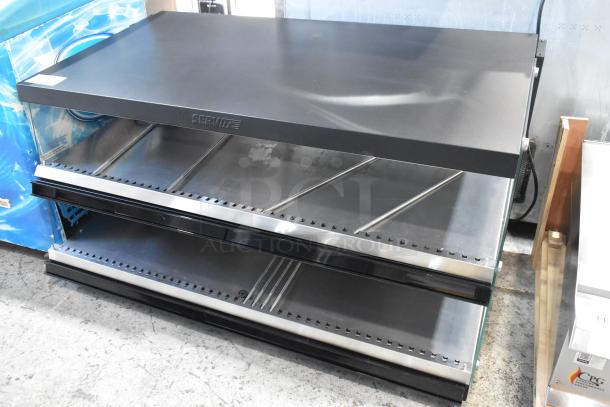 Brand new ServIt OAM-138D 48" slanted 2-shelf heated display merchandiser. Minor scratches, 120V, 1-phase, model 423OAM138D.