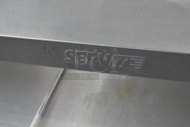 BRAND NEW SCRATCH AND DENT ServIt 48" heated display merchandiser, model 423OAM138D, 2-shelf, 120V, ServIt logo visible.