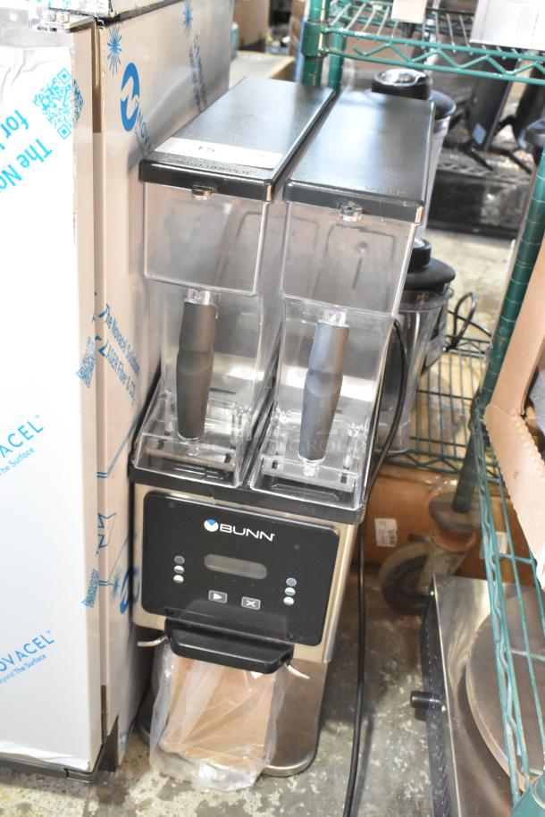 BRAND NEW 2025 Bunn MHG Coffee Grinder, stainless steel, dual removable hoppers, BrewWISE tech, 120V, slight dent.