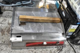 Brand new Avantco 177EG24N stainless steel countertop griddle, electric powered, 208/240 volts, with minor scratches and dents.