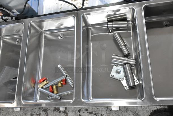 BRAND NEW, 2025 ServIt 423EST5WSFB stainless steel steam table, five pans, enclosed base, 240V, includes fittings.