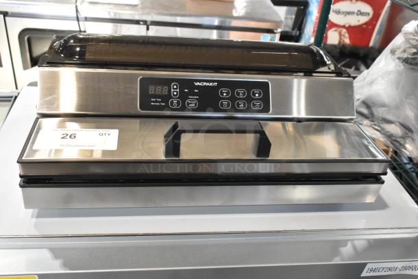 BRAND NEW VacPak-It 186VME16SS stainless steel vacuum packaging machine, 16" seal bar, touchscreen controls, 120V, 1 phase.