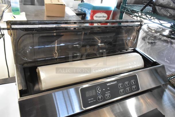 BRAND NEW VacPak-It 186VME16SS Stainless Steel Vacuum Packaging Machine with 16" Seal Bar, visible control panel, 120V, 1 Phase.