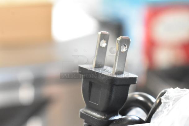 Close-up of power plug for 2025 Avantco 177IC18DB Stainless Steel Double Countertop 2 Burner Induction Range. 120V, 1 Phase.