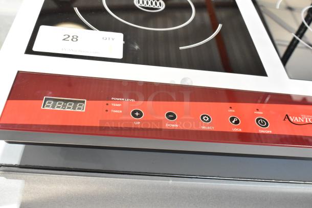 Brand new 2025 Avantco 177IC18DB stainless steel double induction cooker. Scratch and dent. Digital display, power controls.