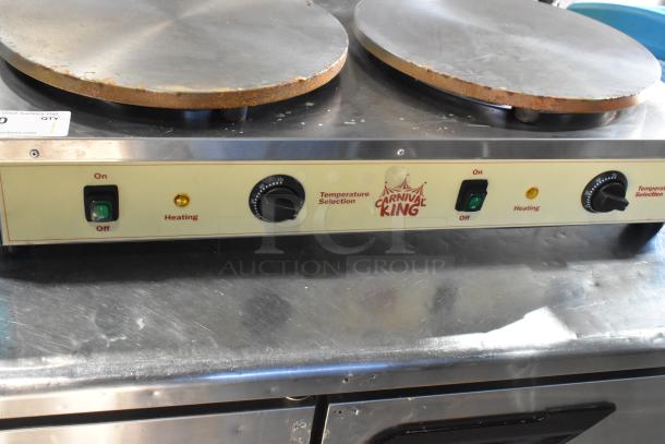 BRAND NEW Carnival King 382CM16DBL 16" Dual Crepe Maker, stainless steel, 208/240V, scratch and dent, temperature controls.