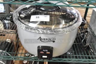 Brand new Avantco 177RCB60 rice cooker, 60 cup capacity, removable lid, 120V, scratch and dent condition.