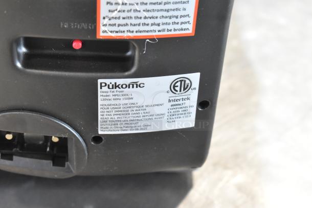 BRAND NEW SCRATCH AND DENT Pukomc MPS130DL-1 Metal Countertop 2 Bay Deep Fat Fryer, 120V, 1 Phase, ETL Listed Label Visible.