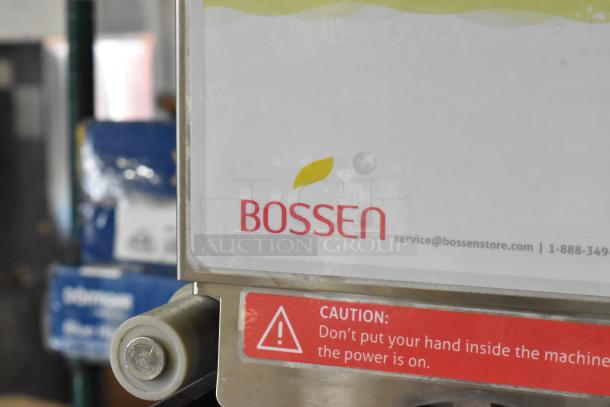 Brand new Bossen ET-99SU cup sealing machine with caution label, minor scratches. 110/120V, single phase.