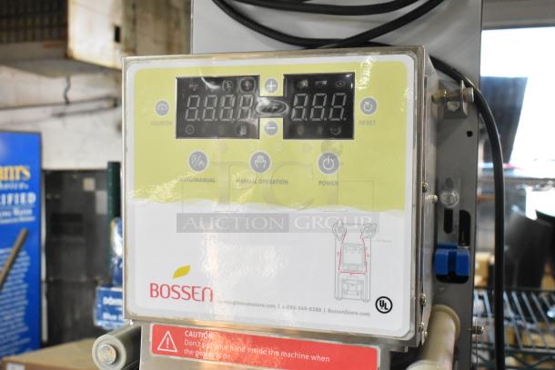 Brand new Bossen ET-99SU cup sealing machine, 110/120V, 1 phase. Visible control panel, caution label, UL certified.