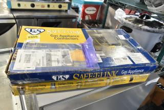 T&S HG-4D-48K Safe-T-Link gas connector hose, 48" yellow coated, with FreeSpin fitting and installation kit, new in box.