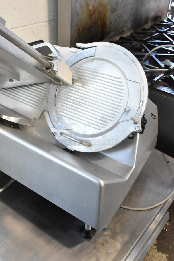 Bizerba GSP HD Metal Commercial Meat Slicer, 120V, 1 Phase, clean condition, sturdy construction, ideal for countertop use.