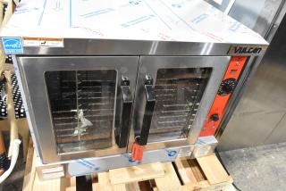 Brand new Vulcan VC4ED stainless steel convection oven, view-through doors, metal racks, thermostatic controls, 208V.