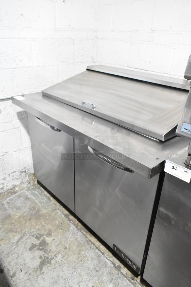 Continental SW48N18M Stainless Steel Sandwich Prep Table, Bain Marie Mega Top, commercial casters, 115V, 1 Phase.