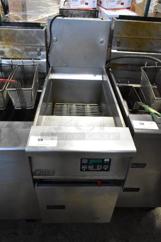 Pitco Frialator SSPG14 stainless steel pasta cooker, 60,000 BTU, on casters, natural gas, used condition, control panel visible.