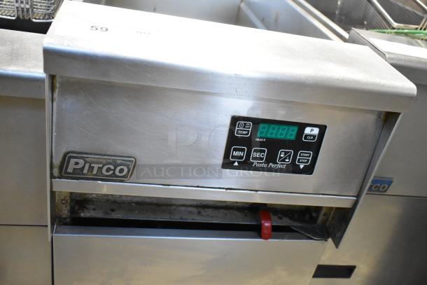 Pitco Frialator SSPG14 stainless steel commercial pasta cooker, natural gas, 60,000 BTU, digital controls, on casters.