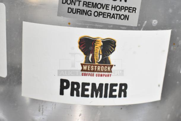 Mazzer Luigi Major Electronic espresso grinder with Westrock Coffee Company sticker. 120 volts, 1 phase.