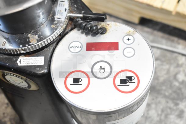 Mazzer Luigi Major Electronic espresso grinder, metal finish, electronic controls, visible wear, 120V, 1 phase.