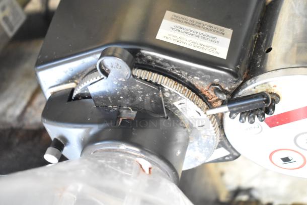 Mazzer Luigi Major Electronic espresso grinder, black, metal finish, visible wear, 120V, controls intact, commercial use.