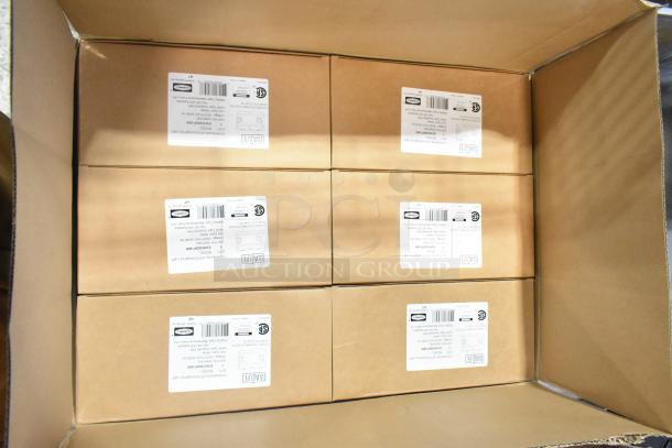 12 brand new boxes of Dual Lite EVHCEZP emergency light back boxes and LED emergency lights, visible labels.