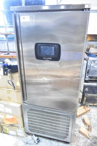2022 Desmon GBF-15+ETL stainless steel blast chiller, 4 probes, 220V, 3 phase. Slight dent on door, digital display panel shown.