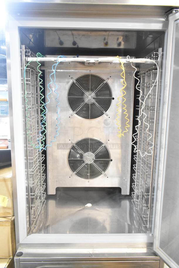 2022 Desmon GBF-15+ETL stainless steel blast chiller with 4 probes. Commercial grade, 220V, 3 phase, open door view.