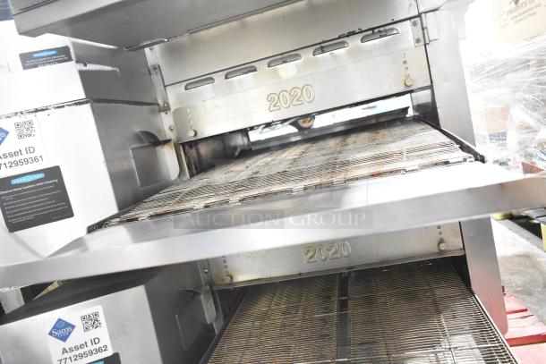 Turbochef HhC2020 stainless steel rapid cook conveyor oven, electric, 208/240V, 3 phase, asset ID tags visible.