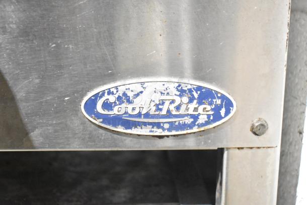 Cook Rite stainless steel commercial single burner stock pot range with visible brand label. Gas-powered, durable condition.